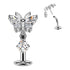 Butterfly CZ Dangle Threadless Floating Belly Barbell Belly No-Dangles 14g - 3/8" long (10mm) Clear CZ