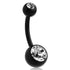 CZ Black Titanium Belly Barbell Belly Ring 14g - 3/8" long (10mm) Clear CZ