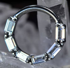 CZ Baguette Titanium Hinged Ring Hinged Rings