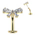 CZ Bow Threadless Floating Belly Barbell Belly No-Dangles 14g - 3/8" long (10mm) Clear CZ