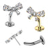 CZ Bow Threadless Floating Belly Barbell Belly No-Dangles