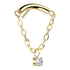 CZ Chain Linked Curve Threadless Titanium End Threadless Ends Clear Gold Titanium