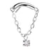 CZ Chain Linked Curve Threadless Titanium End Threadless Ends Clear High Polish (silver)