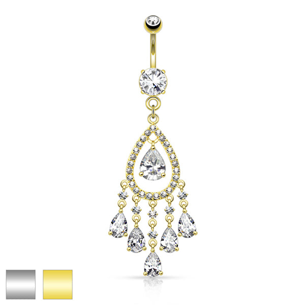 CZ Chandelier Belly Dangle Belly Ring