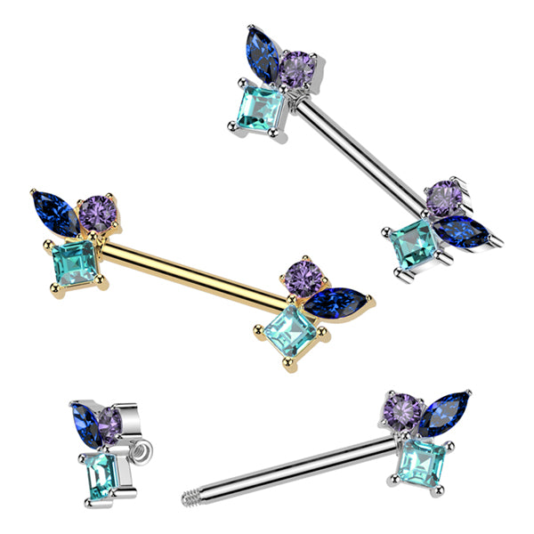 CZ Cluster Nipple Barbells Nipple Barbells