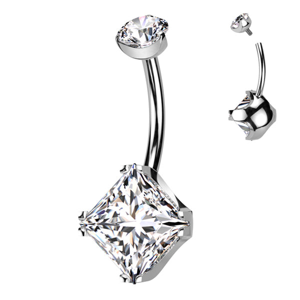 Princess CZ Titanium Belly Barbell Belly Ring