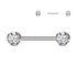 Side-Set Bezel CZ Threadless Titanium Nipple Barbells Nipple Barbells 14g - 15/32" long (12mm) - 4mm CZ Aqua CZ