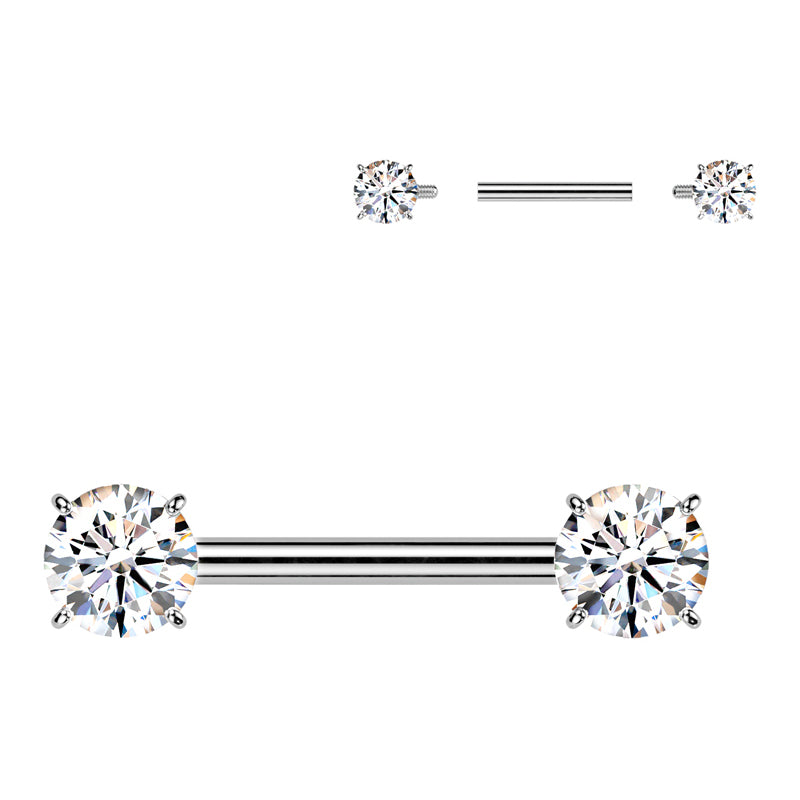 CZ Titanium Nipple Barbells Nipple Barbells 14g - 15/32
