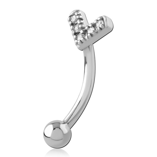 CZ "V" Stainless Eyebrow Barbell