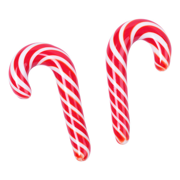 Candy Cane Glass Hooks Plugs 2 gauge (6mm) Red