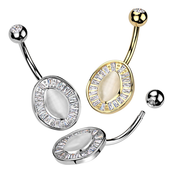 Cats Eye Baguette Belly Ring Belly Ring