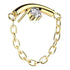 CZ Chain Linked Curve Threadless Titanium End Threadless Ends Clear Gold Titanium