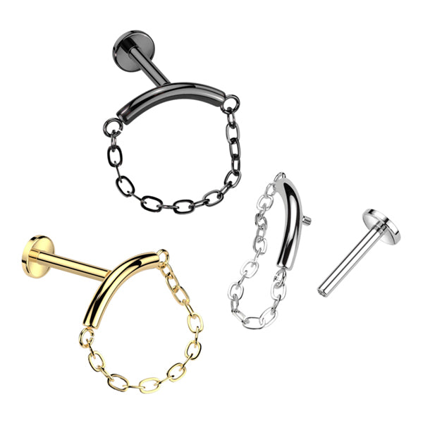 16g Chain Linked Curve Titanium Labret Labrets