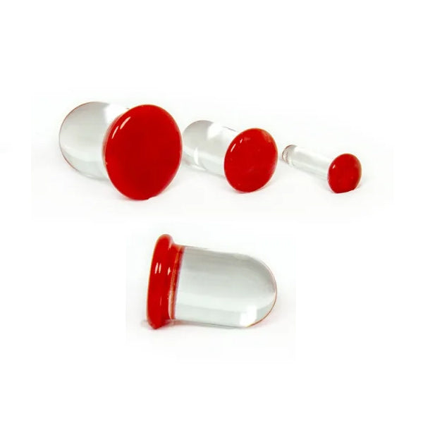 Chili Single Flare Glass Plugs Stretched Lobes 12 gauge (2mm) Chili