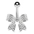 CZ Bow Belly Ring Belly Ring 14g - 3/8" long (10mm) Stainless w/ Clear CZs