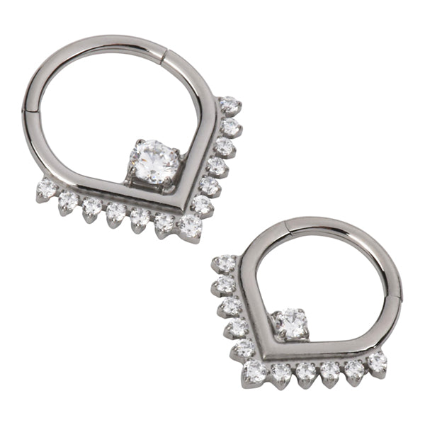 CZ Teardrop Titanium Hinged Ring Hinged Rings 16g - 5/16