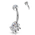 Cluster CZ Titanium Belly Barbell Belly No-Dangles 14g - 3/8" long (10mm) Clear CZ