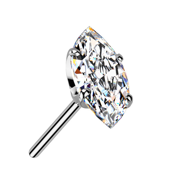 Marquise CZ Titanium Threadless End Threadless Ends 2.5x5mm Clear CZ