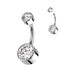 Bezel 4/6mm CZ Titanium Belly Barbell Belly No-Dangles 14g - 3/8" long (10mm) Clear CZ