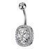 Paved Oval Belly Ring Belly Ring 14g - 3/8" long (10mm) Stainless w/ Clear CZs