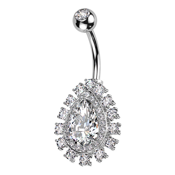 Paved Teardrop Belly Ring Belly Ring 14g - 3/8