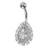 Paved Teardrop Belly Ring Belly Ring 14g - 3/8" long (10mm) Stainless w/ Clear CZs