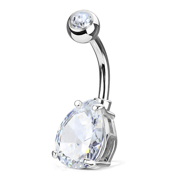 Teardrop CZ Belly Ring