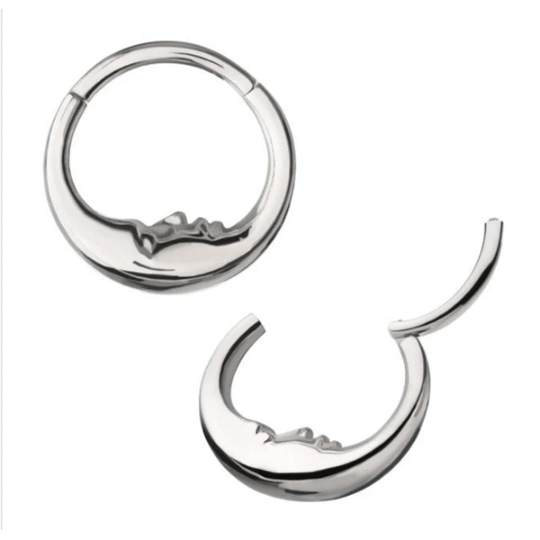 Crescent Moon Titanium Hinged Ring Hinged Rings 16g - 3/8