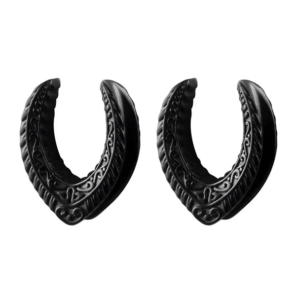 Decorated V Black Saddle Spreaders Plugs 1/2 inch (12mm) Black