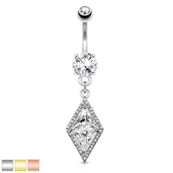 Diamond CZ Belly Dangle Belly Ring  