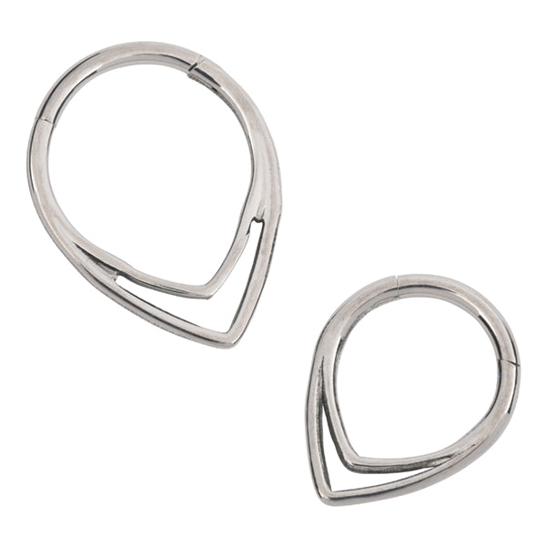 Double-V Titanium Hinged Ring Hinged Rings 16g - 5/16" diameter (8mm) High Polish (silver)