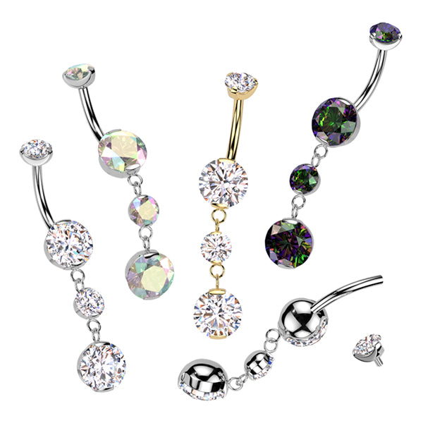 Double CZ Titanium Belly Dangle