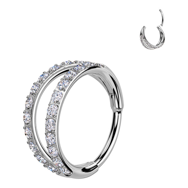 20g Double Side Spaced CZ Titanium Hinged Ring Hinged Rings 20g - 5/16