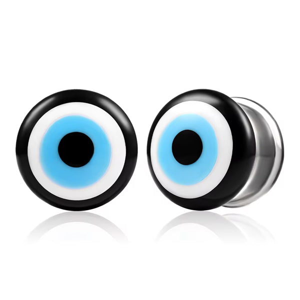 Evil Eye Glass Plugs Plugs 2 gauge (6mm) Blue