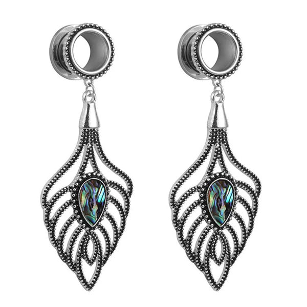 Feather Dangle Stainless Screw-On Tunnels