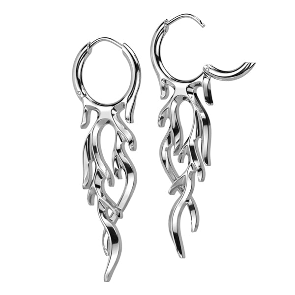 Flaming Hoop Earrings Earrings 18g - 1/2" diameter (12mm) Stainless Steel