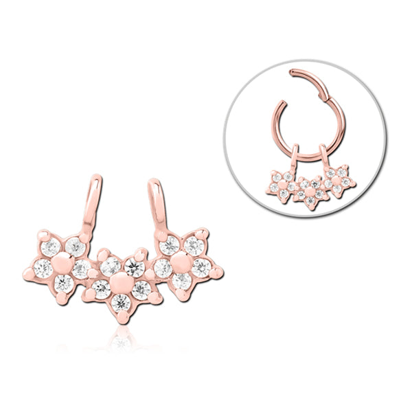 Floral CZ Rose Gold Ring Charm Replacement Parts 9.5x7.2mm Clear CZ