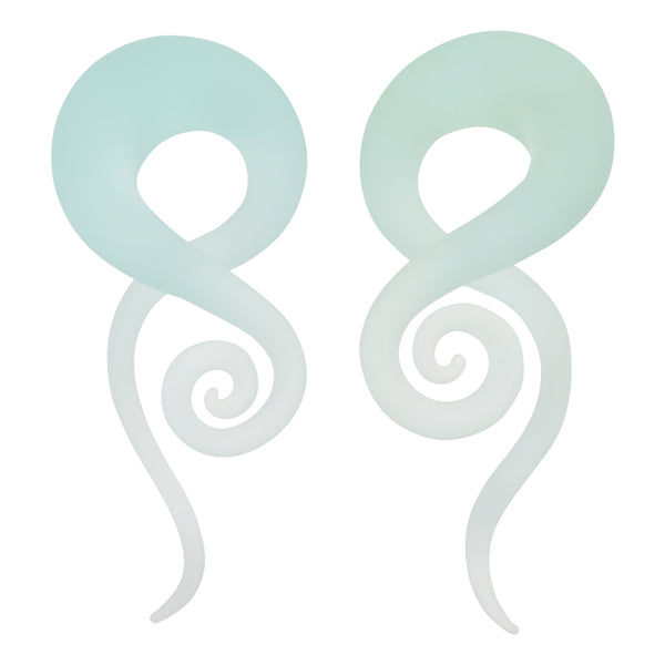 Frosted Clear Glass Tentacles Stretched Lobes 2 gauge (6mm) Frosted