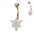 Marquise Flower Belly Ring Belly Ring 14g - 3/8" long (10mm) Gold PVD & Clear CZs