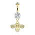 Bumblebee CZ Belly Dangle Belly Ring 14 gauge - 3/8" long (10mm) Gold