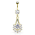 Eruption CZ Belly Dangle Belly Ring 14 gauge - 3/8" long (10mm) Gold