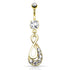 Infinity CZ Belly Dangle Belly Ring 14 gauge - 3/8" long (10mm) Gold