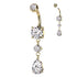 Teardrop CZ Belly Dangle Belly Ring 14 gauge - 3/8" long (10mm) Gold