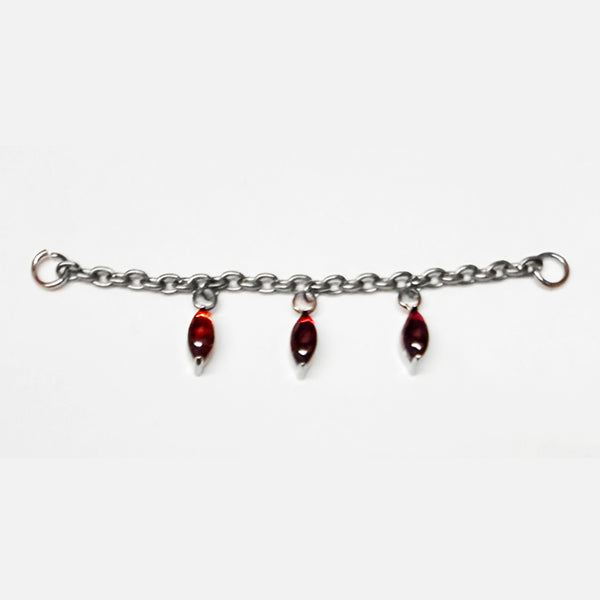 Marquise Garnet Dangles Titanium Chain Chains 40mm long High Polish (silver)