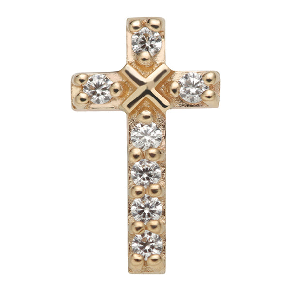 Gemmed Cross 14k Threadless End