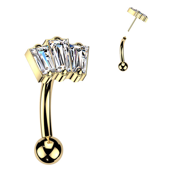 Baguette Trio Threadless Curved Barbell