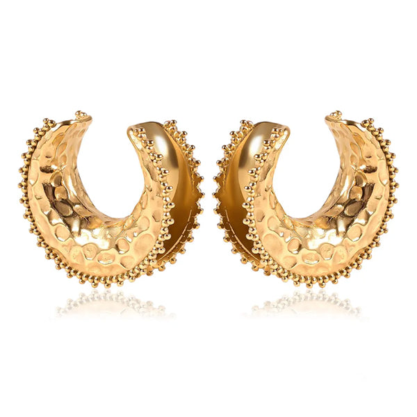 Gold Beaded Saddle Spreaders Plugs 1/2 inch (12mm) Gold