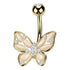 CZ Butterfly Belly Ring Belly Ring 14g - 3/8" long (10mm) Gold