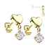 CZ Heart Dangle Titanium Stud Earrings Earrings 20 gauge Clear