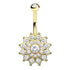 Crystal Dahlia Belly Ring Belly Ring 14g - 3/8" long (10mm) Gold